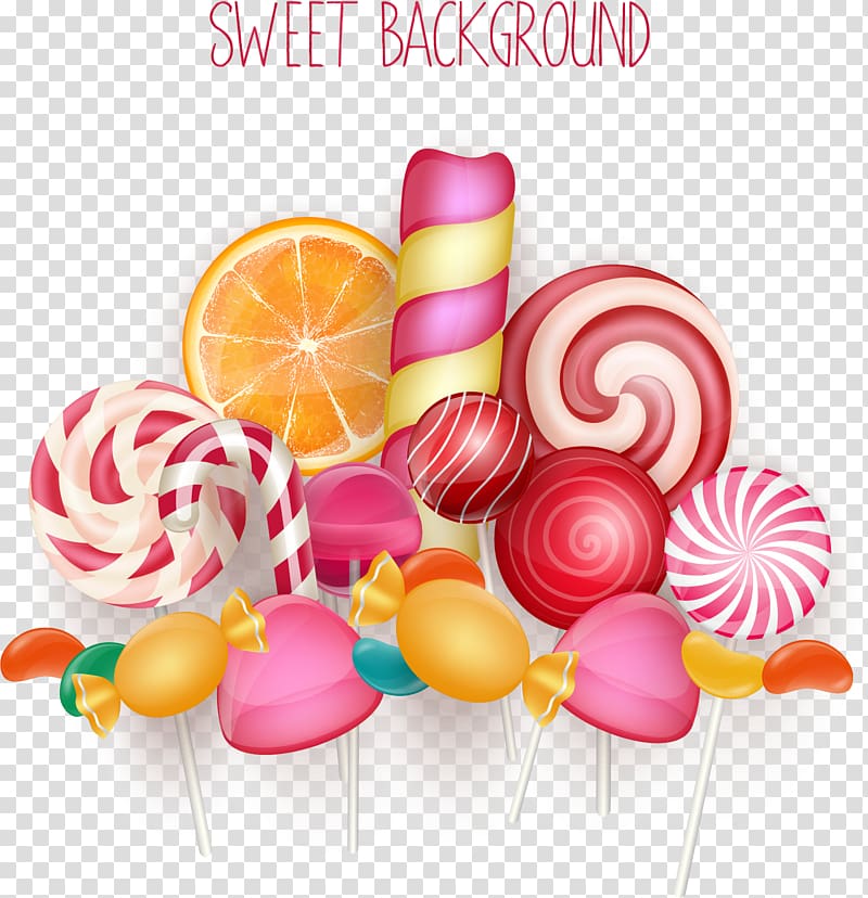 assorted-color candies illustration with sweet background text overlay, Lollipop Gumdrop Candy Sweetness, Pink dream lollipop transparent background PNG clipart