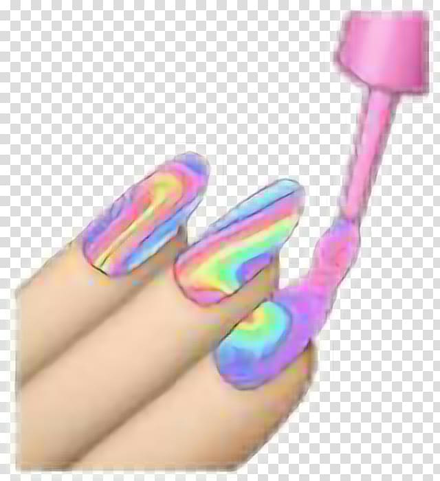 Nail Polish Emoji Manicure, holographic nails transparent background PNG clipart