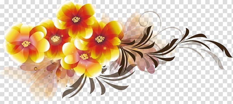 yellow and orange petaled flower , Floral design Cut flowers, floral decorative pattern transparent background PNG clipart