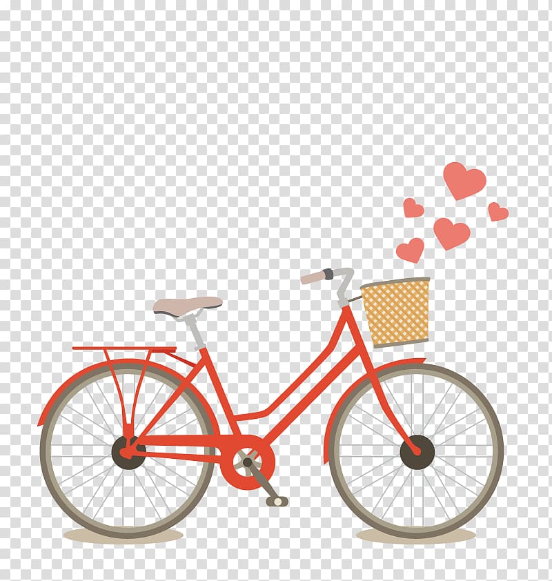 red bicycle, red commuter bike illustration transparent background PNG clipart