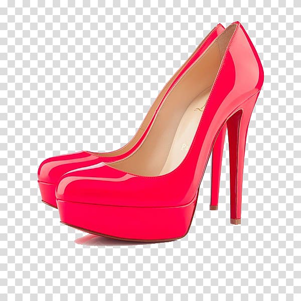 red pump illustration, Court shoe Patent leather High-heeled footwear Peep-toe shoe, Rose red high-heeled shoes waterproof transparent background PNG clipart
