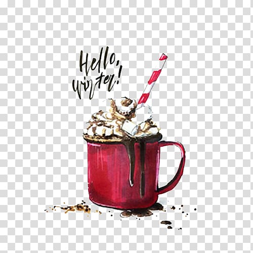 Coffee Cafe Christmas Drink, Hand-painted Christmas Coffee transparent background PNG clipart