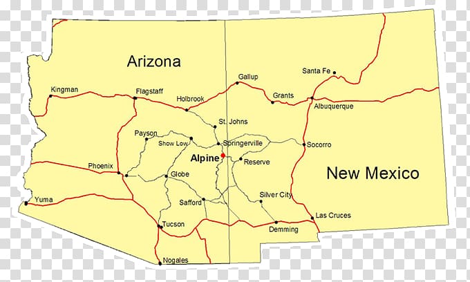 Arizona / New Mexico Map Alpine Flagstaff, mountains and river transparent background PNG clipart