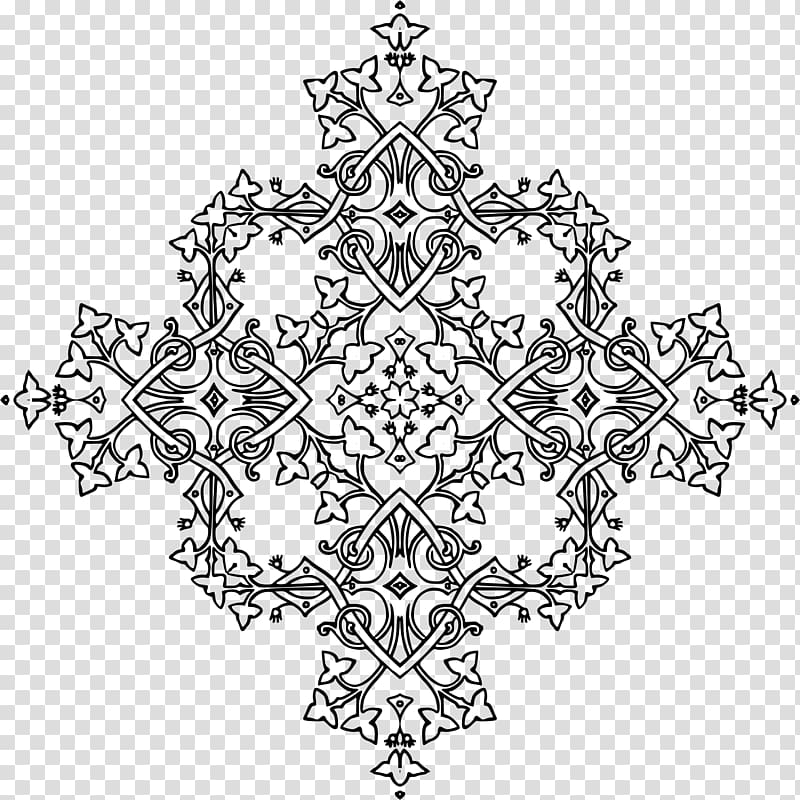 Black and white, geometric flowers transparent background PNG clipart