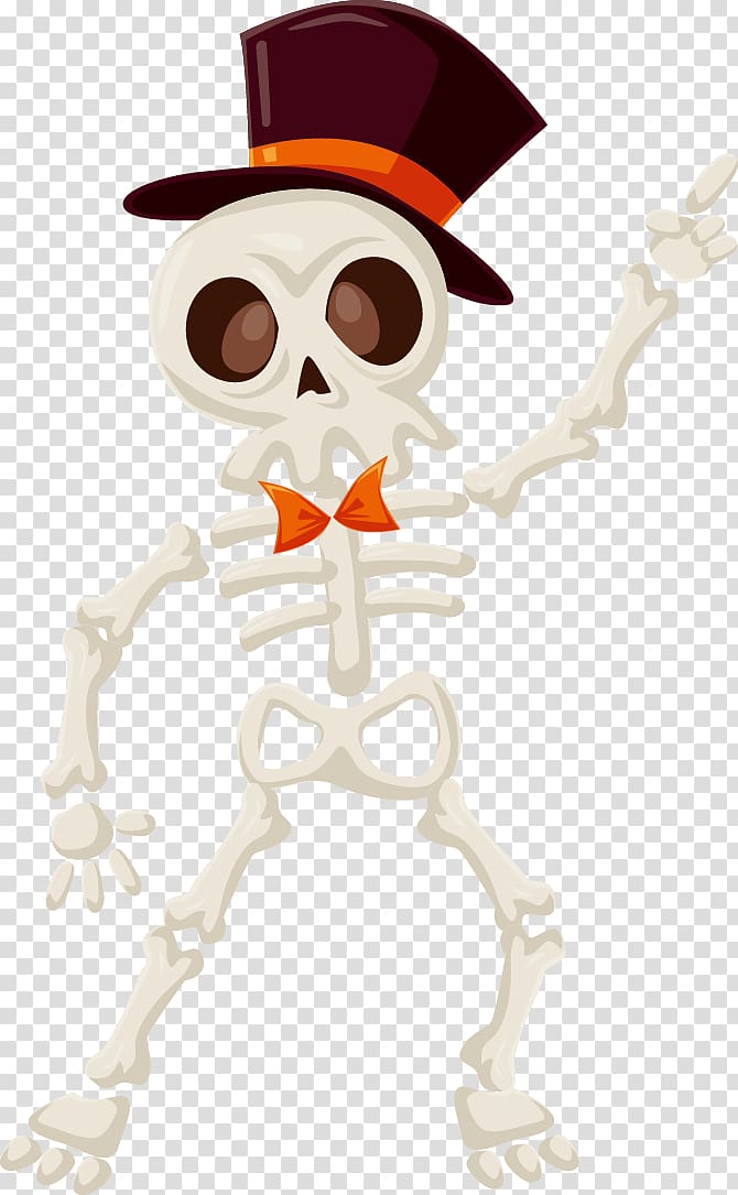 dancing skeleton wearing black top hat art, Calavera Skull Halloween, Halloween Skull transparent background PNG clipart