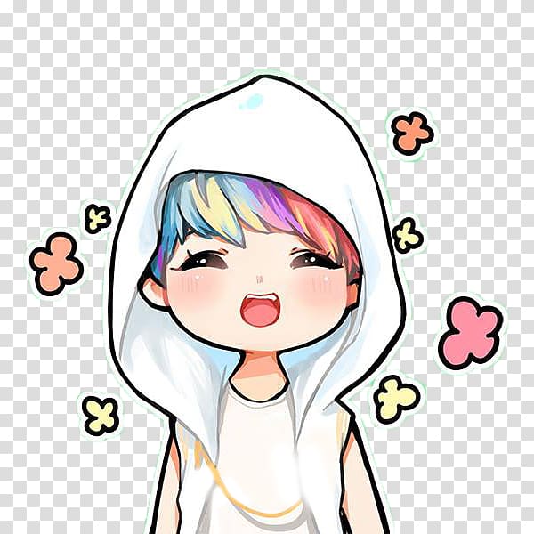 EXO Chibi Fan art XOXO Drawing, rainbow hair transparent background PNG clipart