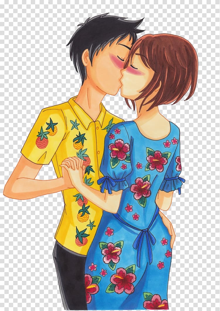 Mangaka Hug Friendship Cartoon, Crayon Blue transparent background PNG clipart