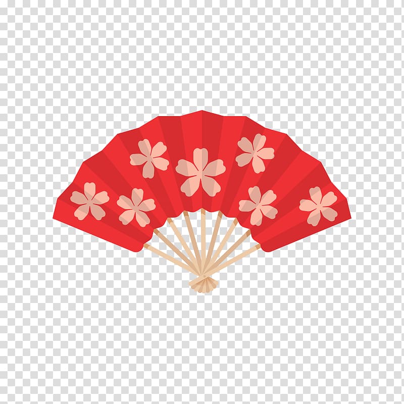 red and beige floral folding fan illustration, Japan Icon, Japanese culture,Japan transparent background PNG clipart