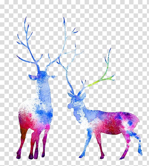 Moose Reindeer Watercolor painting Elk Capreolinae, Watercolor deer transparent background PNG clipart