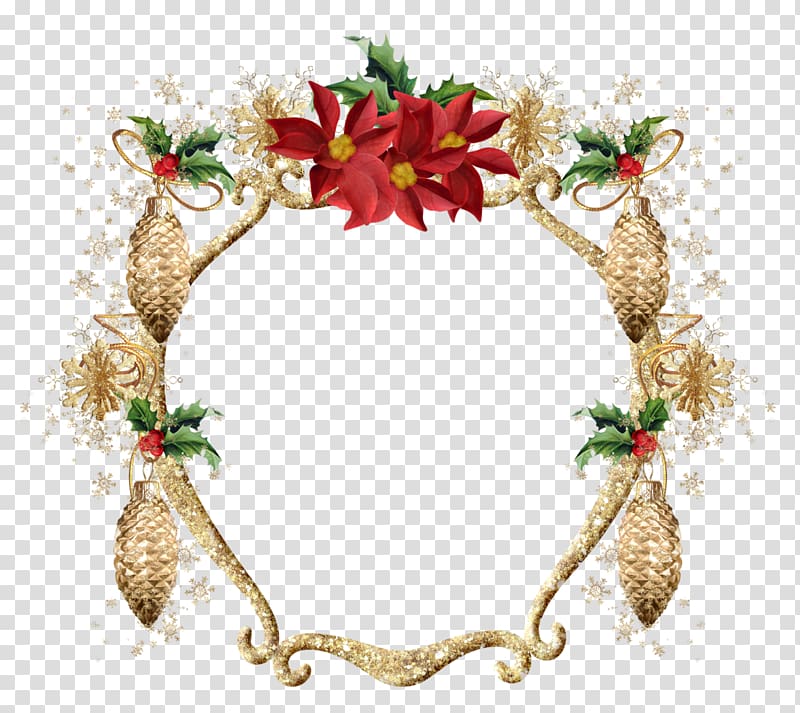 Flower Red Wreath Gold, christmas transparent background PNG clipart