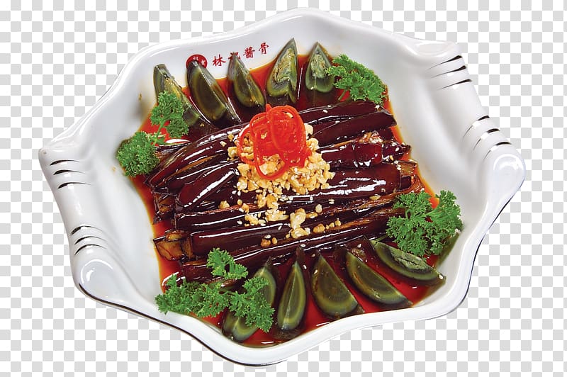 Chinese cuisine Dish Century egg Eggplant, Eggplant mixed with eggs transparent background PNG clipart