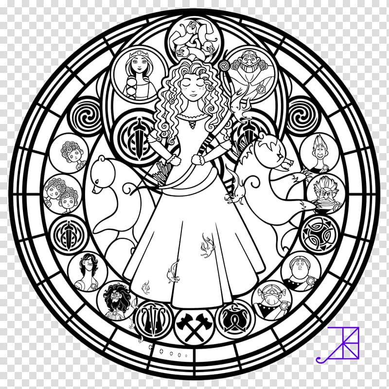 Coloring book Stained glass Window Disney Princess, palace pattern transparent background PNG clipart