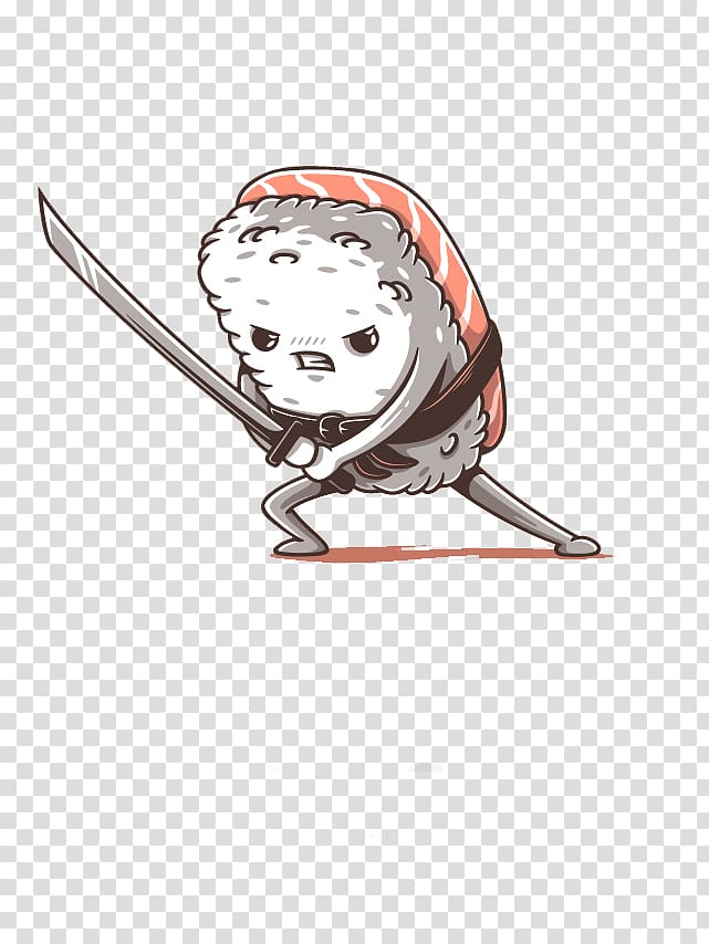 Sushi Food Cartoon Illustration, Samurai balls transparent background PNG clipart