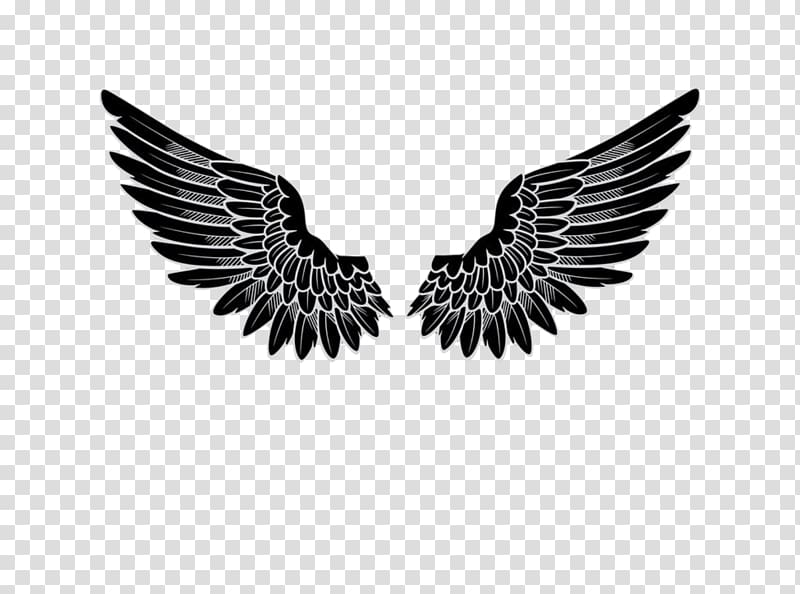 black wings sticker, Logo Angel, wings transparent background PNG clipart