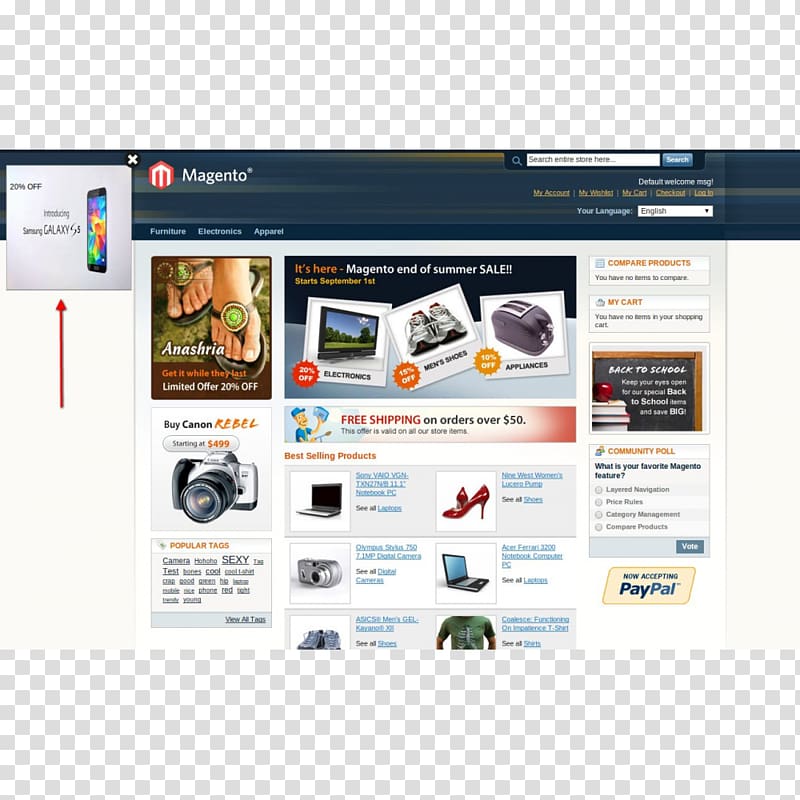 Magento Responsive web design E-commerce Plug-in, promoting transparent background PNG clipart