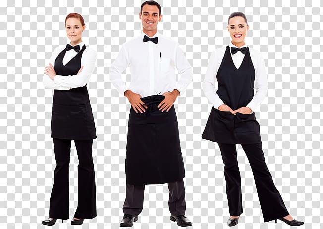 one man and two women illustration, Waiter Catering Uniform Clothing, waiter transparent background PNG clipart