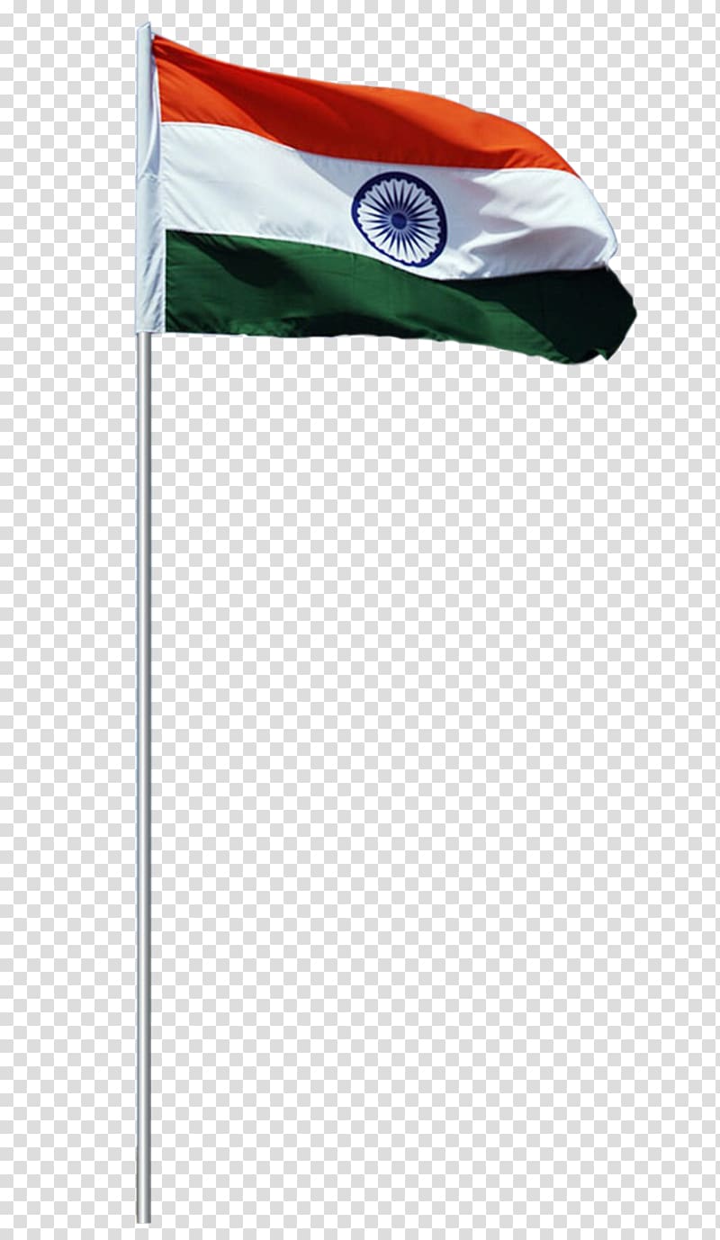 Flag of India , Independence Day, raised flag of India on a white pole transparent background PNG clipart