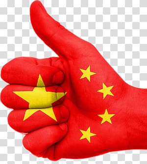 person's right hand doing thumps up, Hand China Flag transparent background PNG clipart
