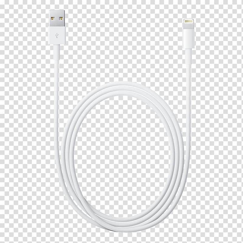 white USB cable, iPhone 7 Battery charger iPhone 6S Lightning AC adapter, lightning transparent background PNG clipart