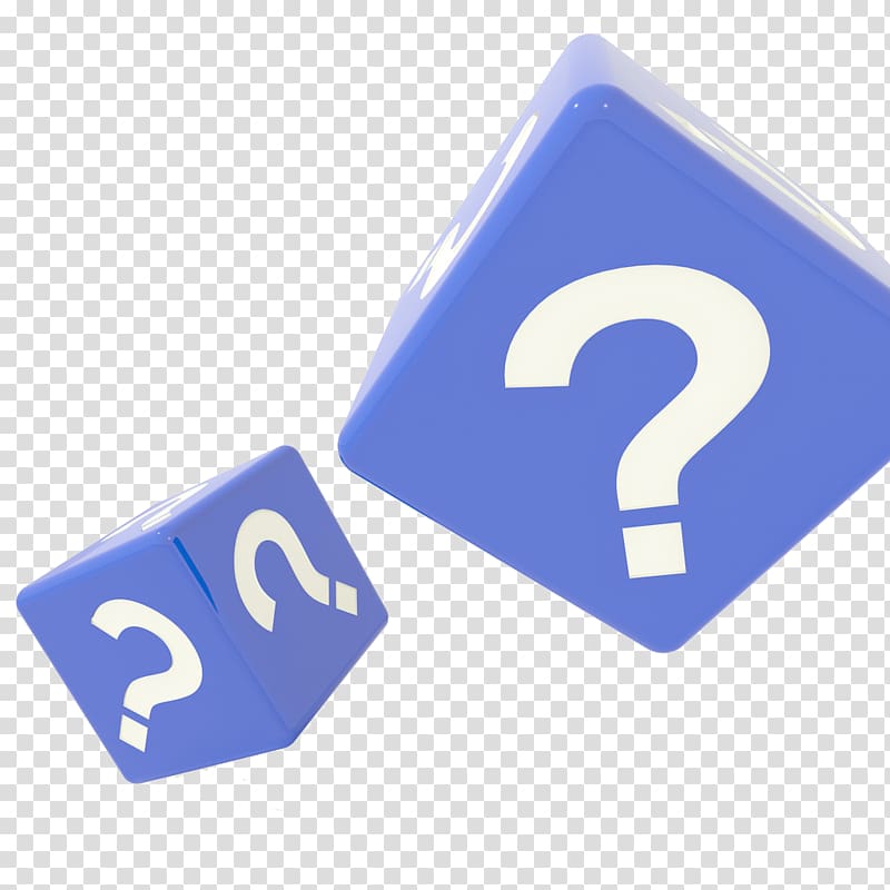 Doubt Question mark Pronoun Illustration, Problems blue dice transparent background PNG clipart