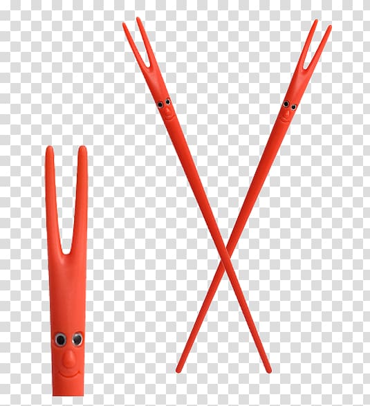 Chopsticks Red Fork Color Baguette, fork transparent background PNG clipart