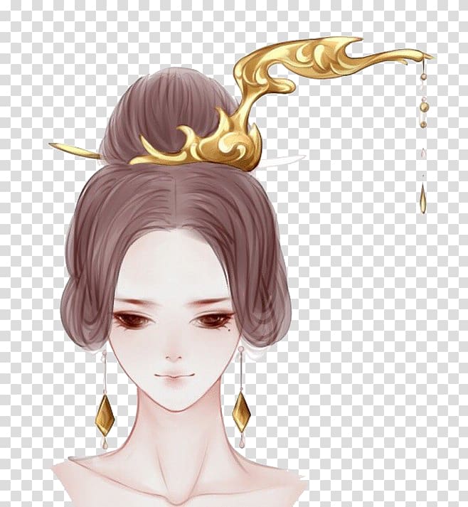 China Hairstyle Drawing Beauty, Bun transparent background PNG clipart