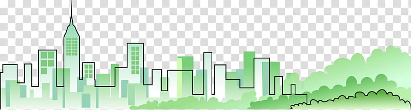 Rainbow Green, Hand-painted city transparent background PNG clipart