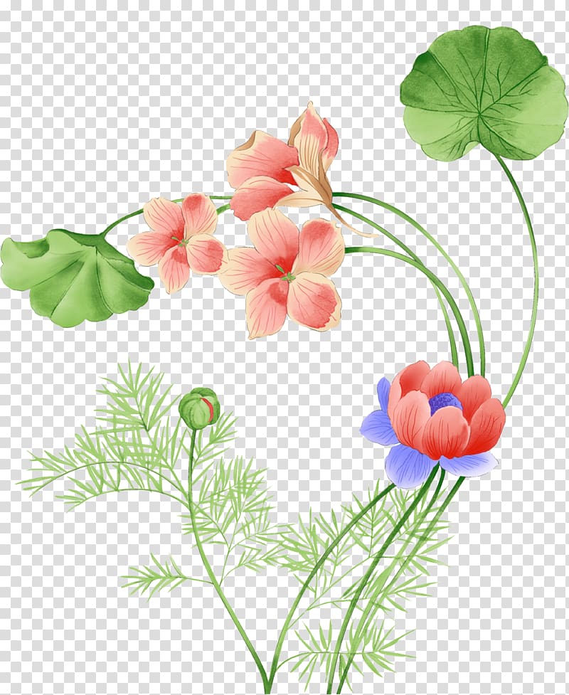 Painting Flower Pattern, Cute cartoon flowers transparent background PNG clipart