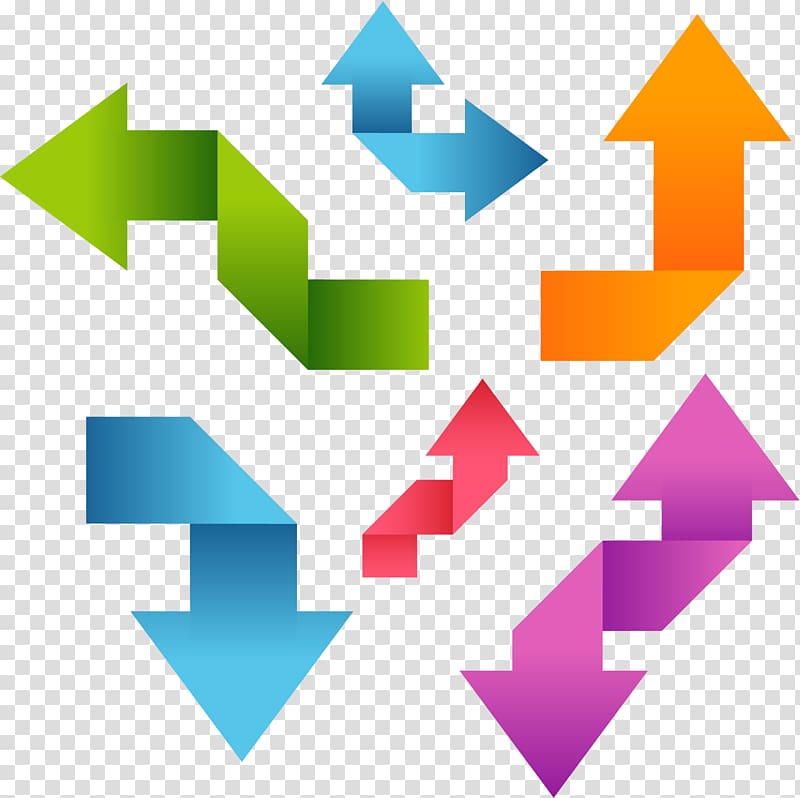 assorted-color arrowhead illustration, Paper Euclidean Color Icon, hand colored arrows transparent background PNG clipart