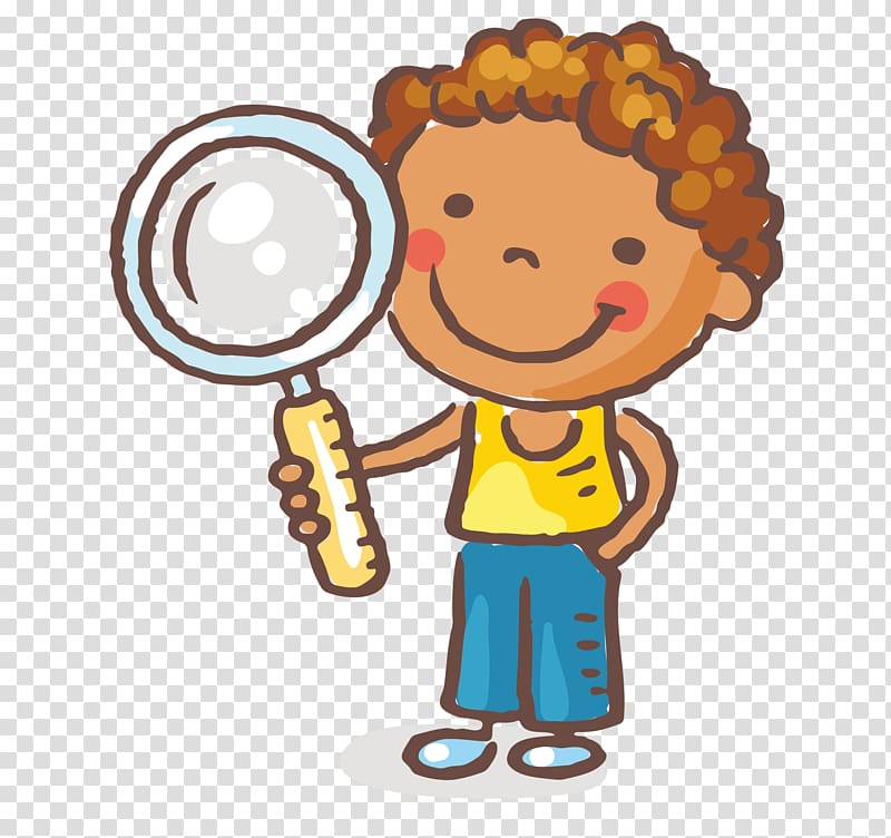 Magnifying glass Child , Take the magnifying glass of the little boy transparent background PNG clipart
