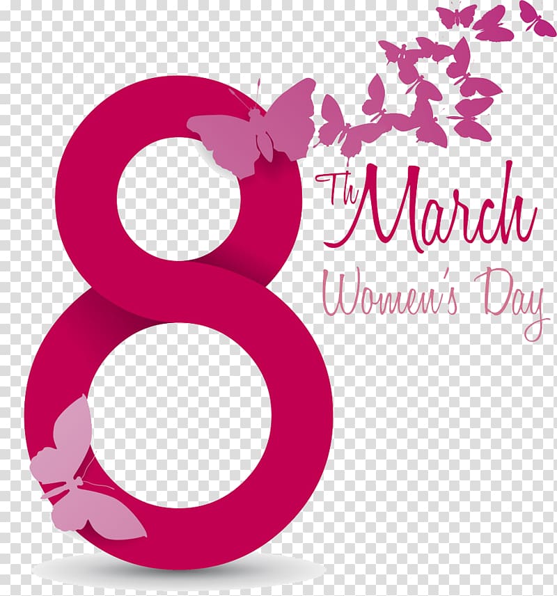 International Women's Day March 8 , Day 8 digital , red and pink 8th march women's day illustration transparent background PNG clipart