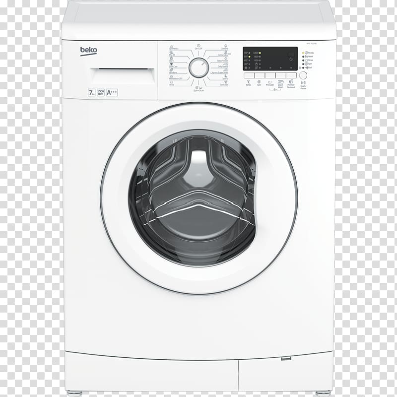 Beko WDC7523002W Washer Dryer in White Washing Machines Beko WM74145, refrigerator transparent background PNG clipart