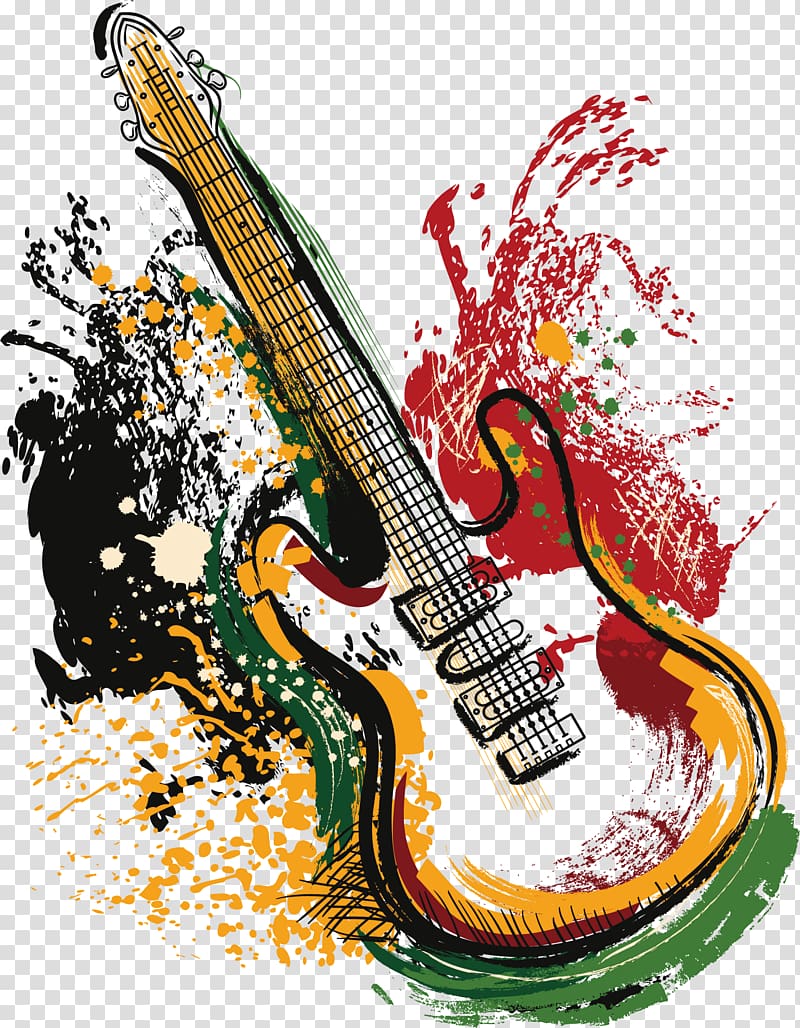 banner illustration, Electric guitar Grunge Poster, Art Guitar transparent background PNG clipart