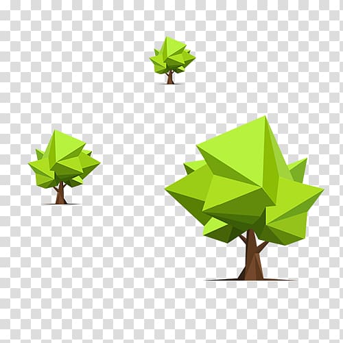 Polygon Tree Low poly Illustration, Cartoon polygon green tree transparent background PNG clipart