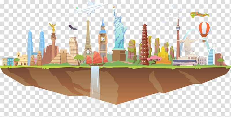Travel Road trip Tourism Illustration, aircraft and the Statue of Liberty transparent background PNG clipart