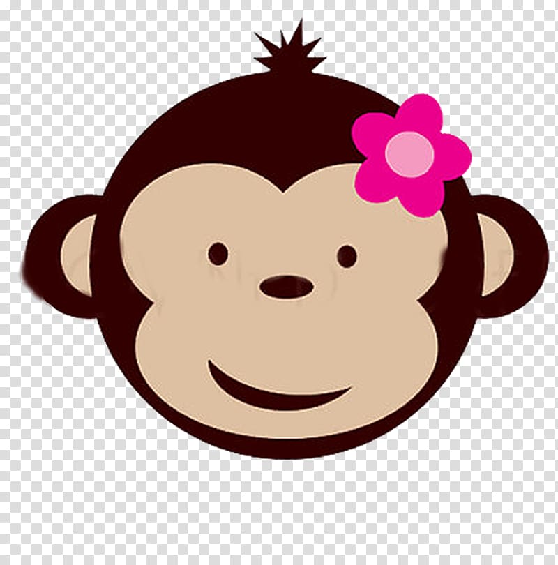 Monkey Baby shower , girl face transparent background PNG clipart