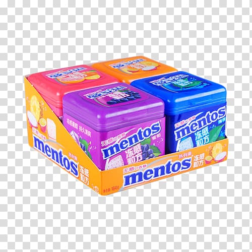 Chewing gum Mentos Candy Sugar Mint, Mentos xylitol chewing gum product in kind transparent background PNG clipart