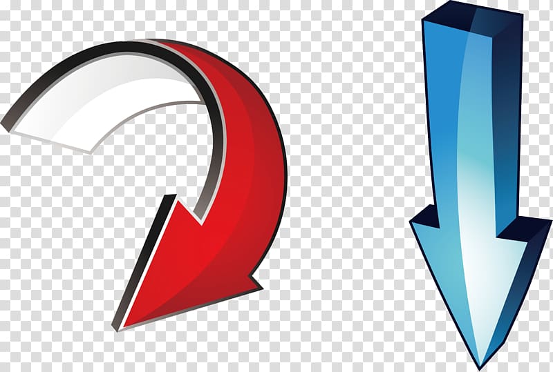 red curved and blue straight arrow down s, Arrow Computer file, Opposite arrow transparent background PNG clipart
