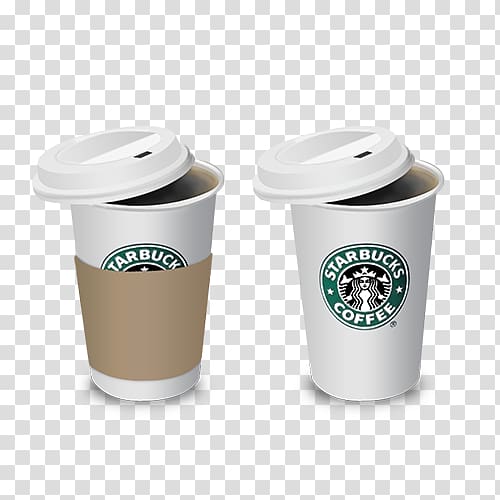 two Starbucks disposable cups art, Iced coffee Tea Caffxe8 mocha Take-out, Starbucks coffee cup transparent background PNG clipart