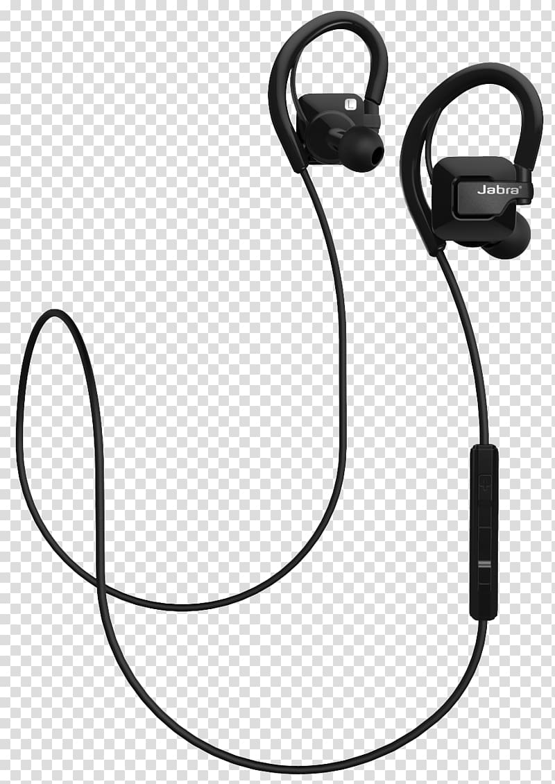 black Jabra earbuds, Bluetooth Headset Headphones Wireless Jabra, Earphone transparent background PNG clipart