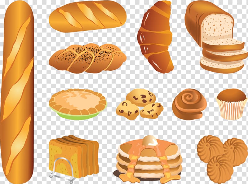 assorted bread illustrations, Bakery Bread Pastry , French bread transparent background PNG clipart