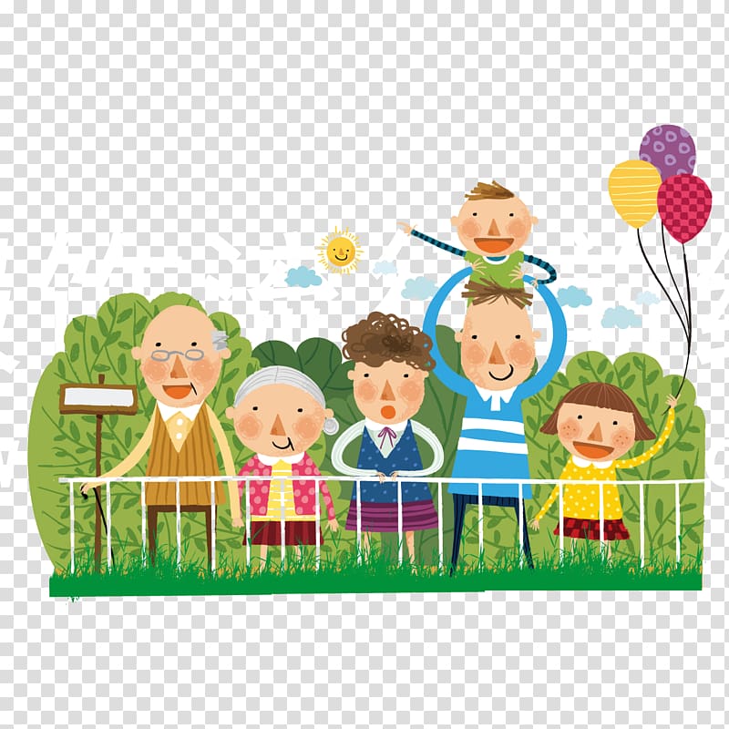 Cartoon Illustration, Family outing transparent background PNG clipart