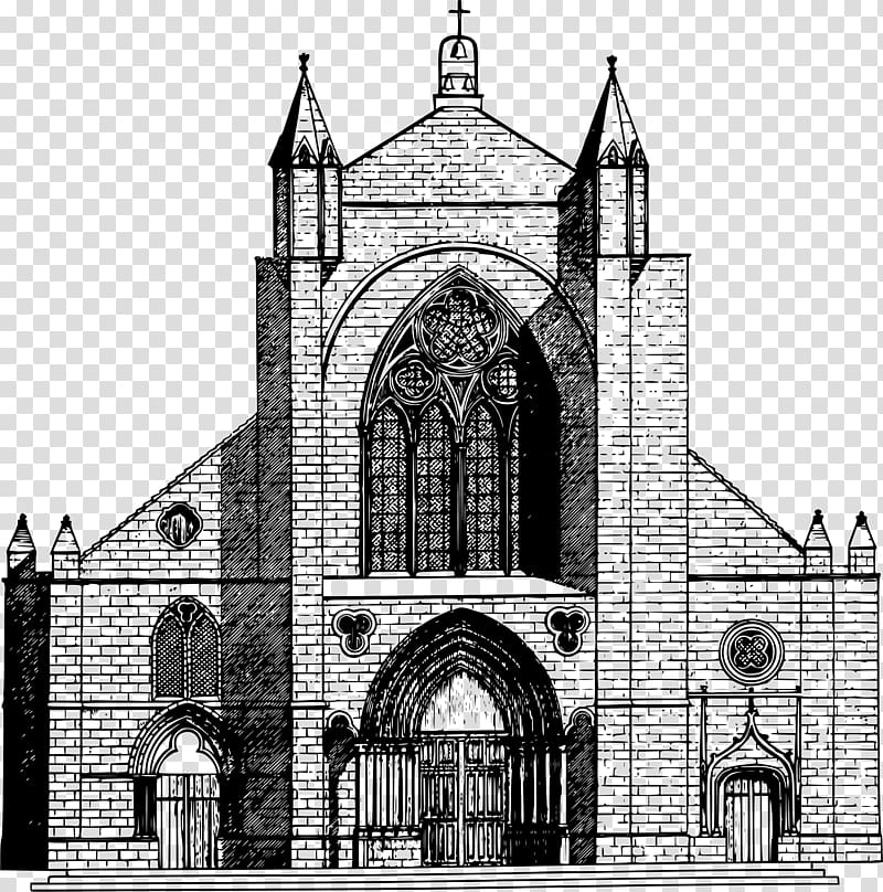 Christian Church Black and white Building, Church transparent background PNG clipart