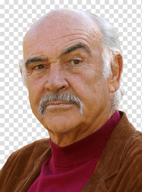 men's brown notched lapel suit jacket, Sean Connery Portrait transparent background PNG clipart