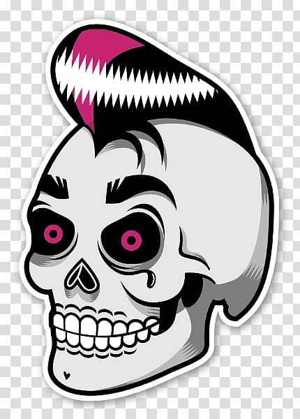 Sticker Calavera Skull Rockabilly, rockabilly sticker transparent background PNG clipart