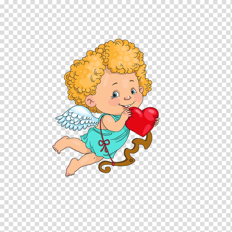 Cupid Valentines Day Heart , Cupid holding love,angel transparent background PNG clipart