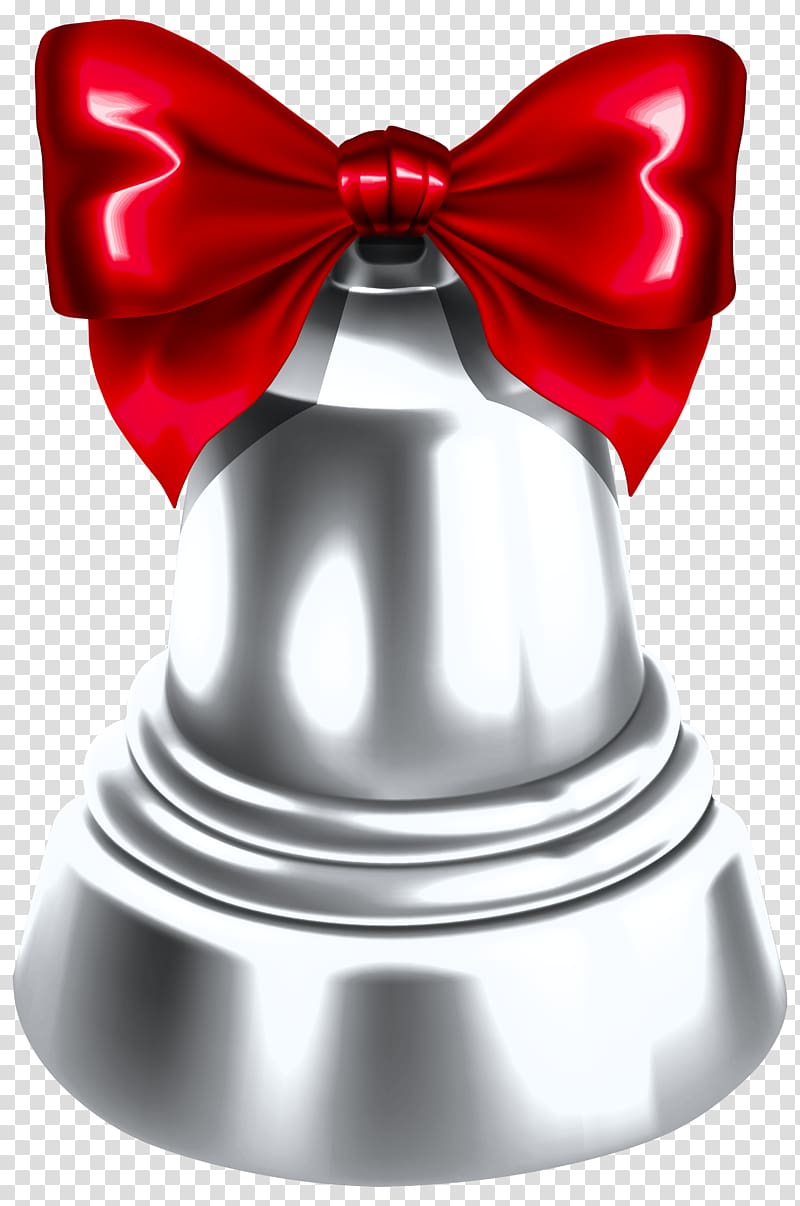 silver bell with red ribbon bow illustration, Christmas Silver Bells , Christmas Silver Bell transparent background PNG clipart