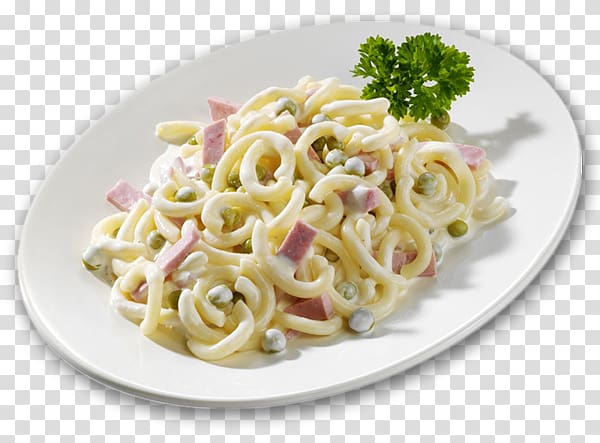 Carbonara Pasta salad Taglierini Delicatessen, mayo Dip Sauce transparent background PNG clipart