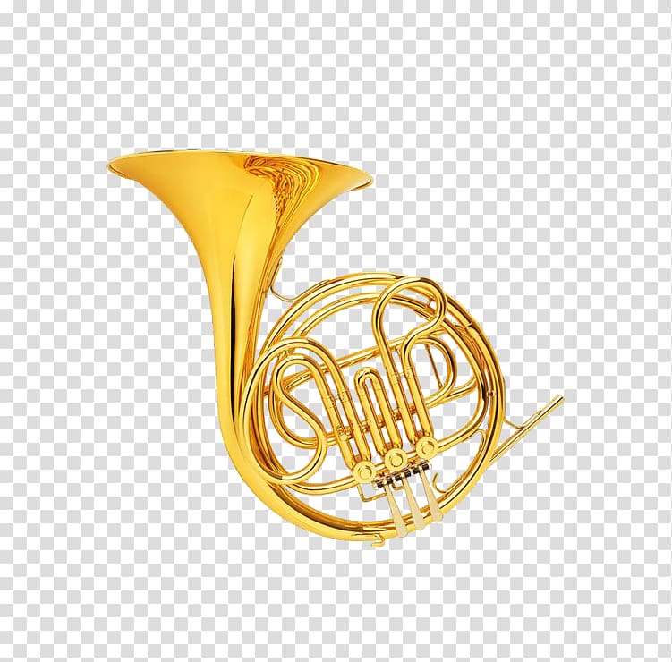 Musical instrument Trumpet Brass instrument Trombone, Golden horn trumpet transparent background PNG clipart