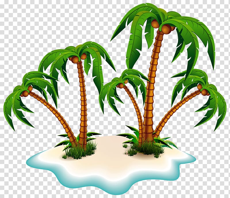 island with coconut trees , Arecaceae Tree , Palm Trees and Island transparent background PNG clipart